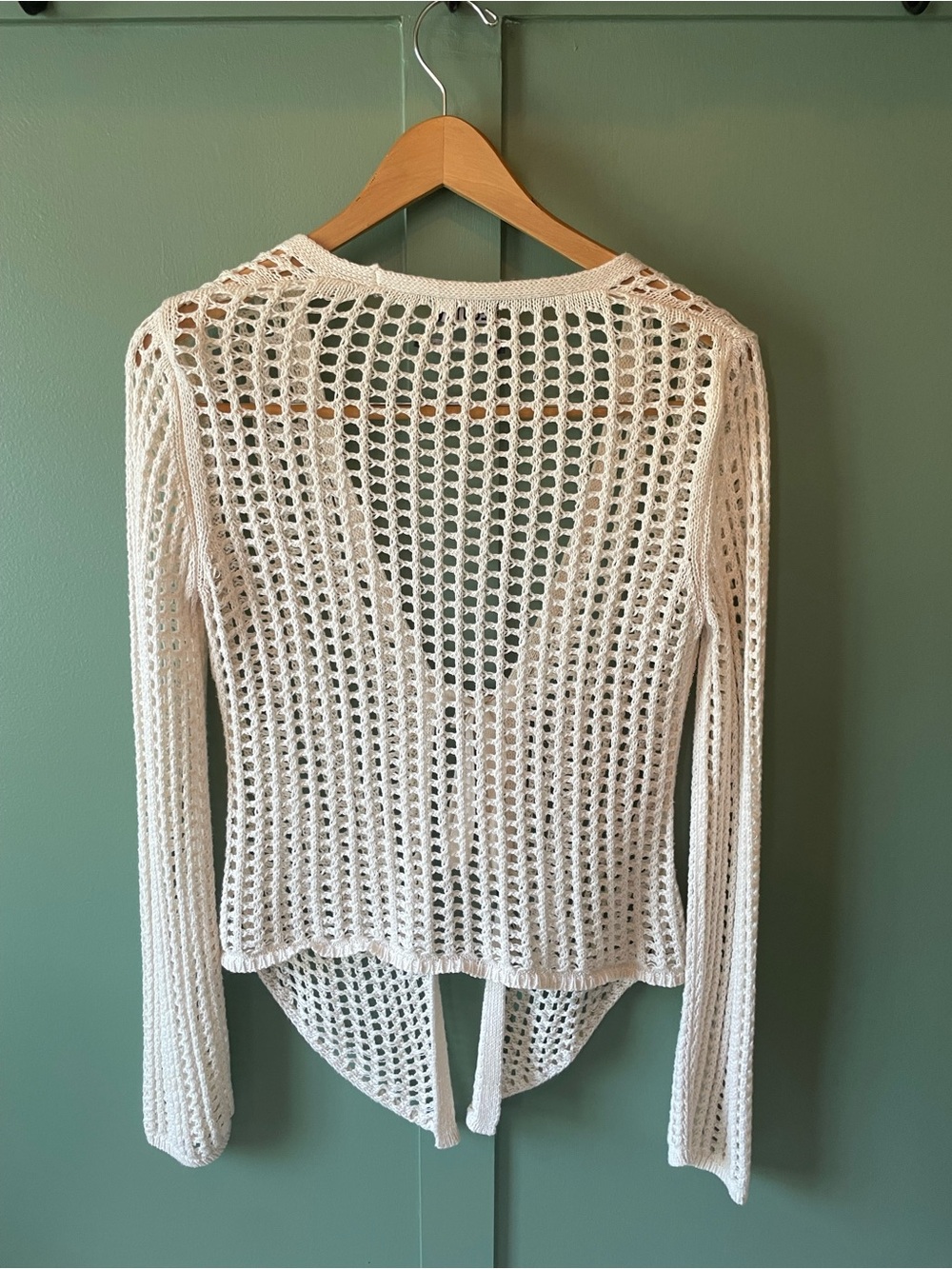 Ecote Cream Open-Weave Tie-Front Cardigan - Picture 5 of 5